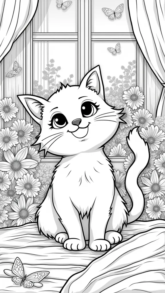 coloriage de chat adulte